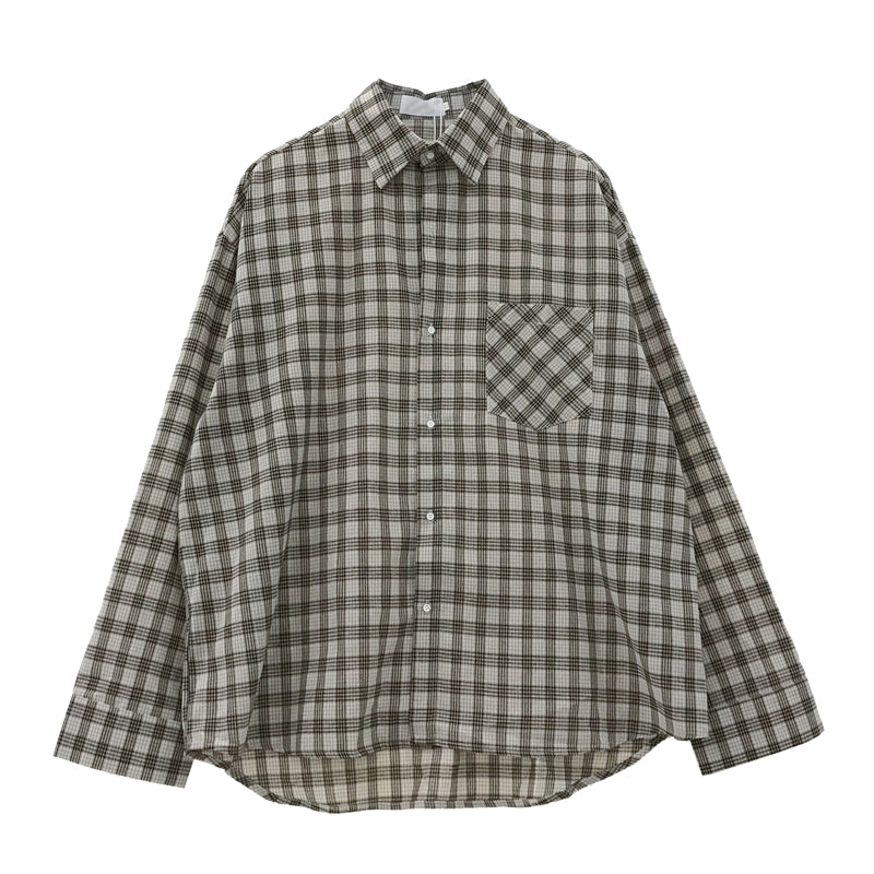 Loose Plaid Shirt Jacket For Men