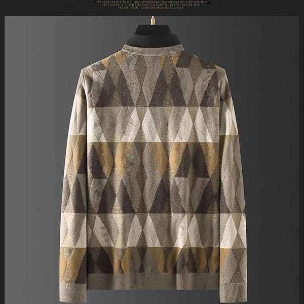 Contrast Color Diamond Lattice  Warm Men's Shirt