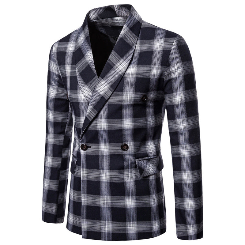 autumn and winter style men's casual plaid suit jacket