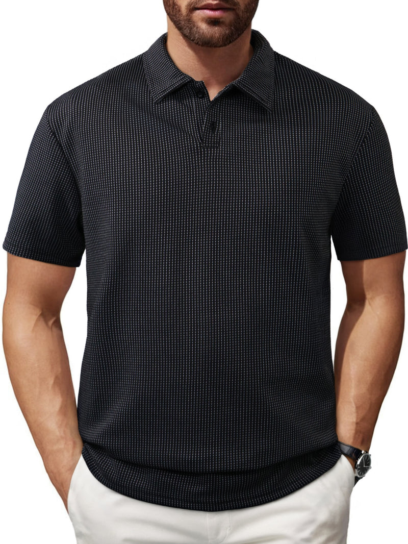 Men's Casual Striped Lapel Short Sleeve t-shirt