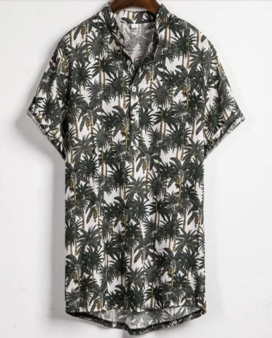 Summer Slim shirt contrast color printing shirt men
