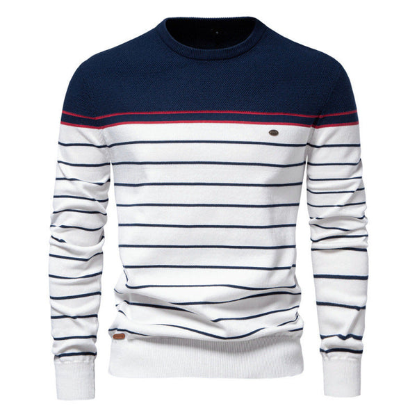 Striped Color Matching Long Sleeve Men's Knitwear sweater