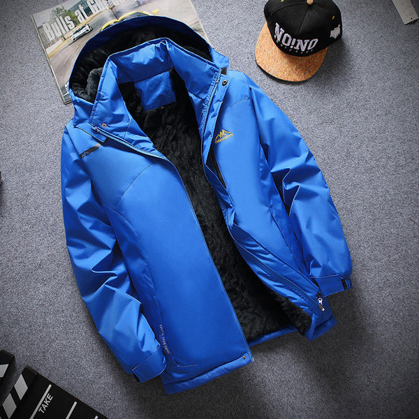 Zipper Regular Side Seam Waterproof Fleece Lined Thickened Breathable Jacket