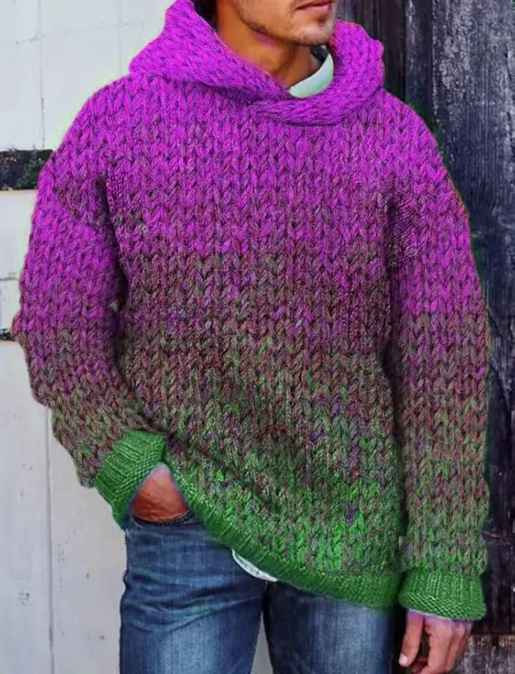 Acetate Fiber Men's Heavy Classic Style Woven Hooded Sweater