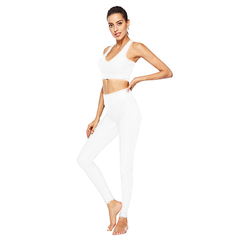 sexy hips jacquard yoga set sports hips leggings fitness set