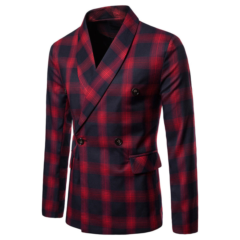 autumn and winter style men's casual plaid suit jacket