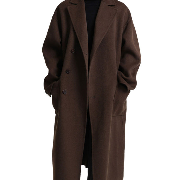 Long Double-faced Wool Overcoat Men