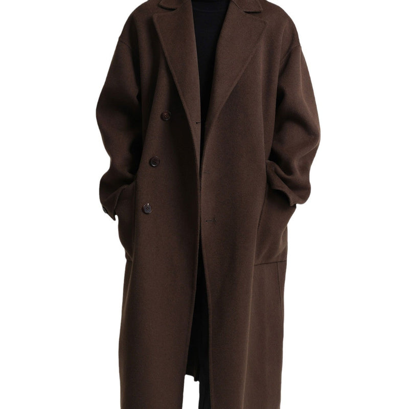 Long Double-faced Wool Overcoat Men