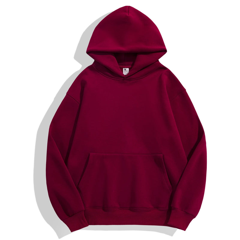 Fleece Hooded Pullover Men's Solid Color Sweater