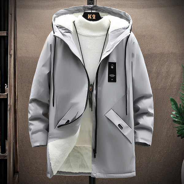 Men's Padded Jacket With Fleece And Thick Mid Length jacket