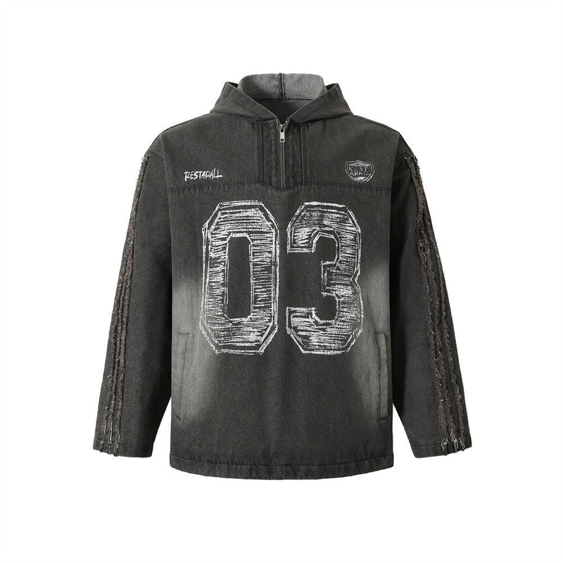 Men's Digital Printed Washed Denim Jacket