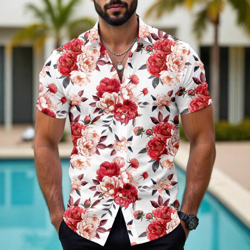Hawaiian Tropical Floral Printed Casual Men's Shirt