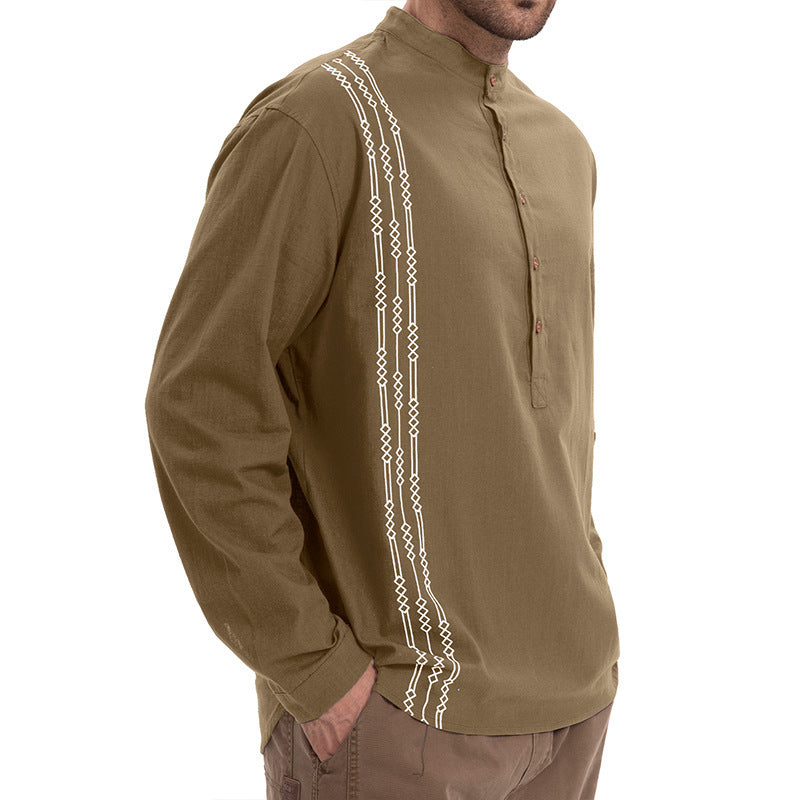 Men's Henry Printed Long-sleeved T-shirt