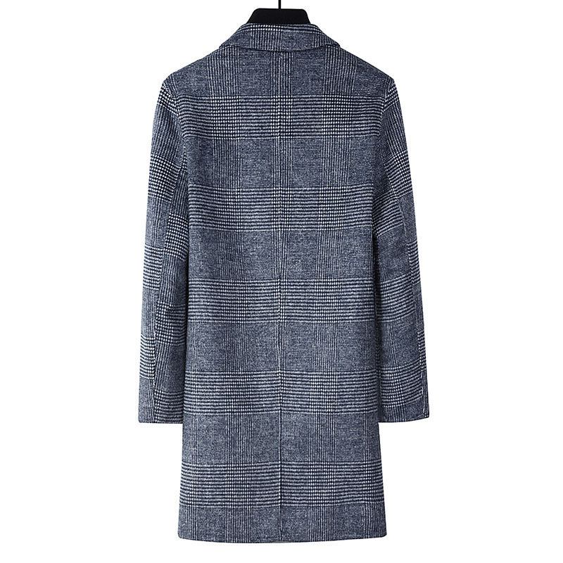 Men's Plaid Double-sided Woolen trench Coat