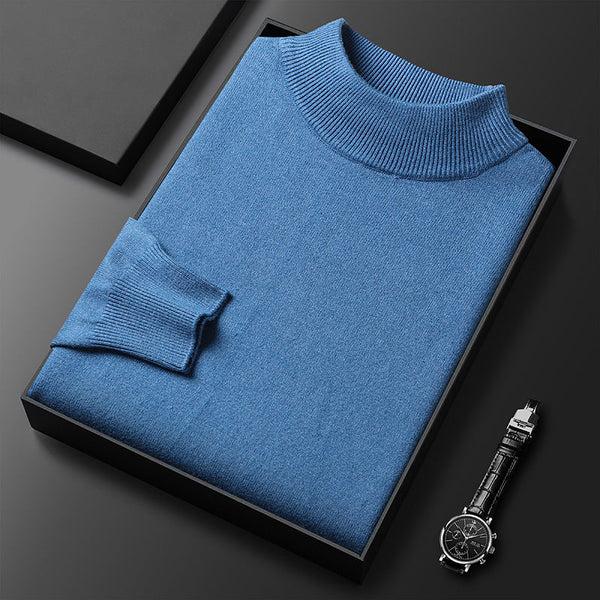 Men's Slim Fit Pure Color Half Collar Knitted Bottoming Shirt