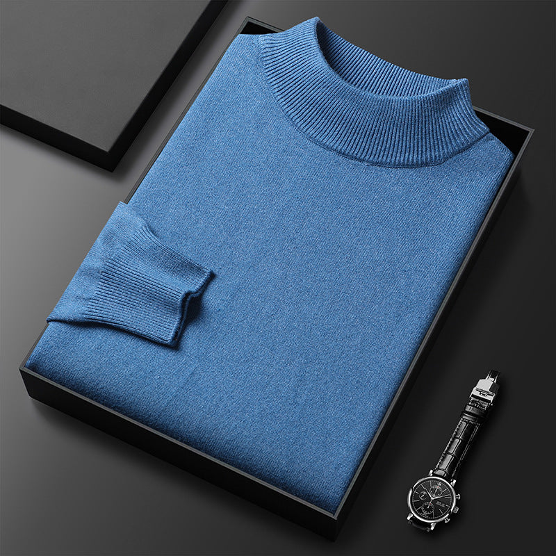 Men's Slim Fit Pure Color Half Collar Knitted Bottoming Shirt