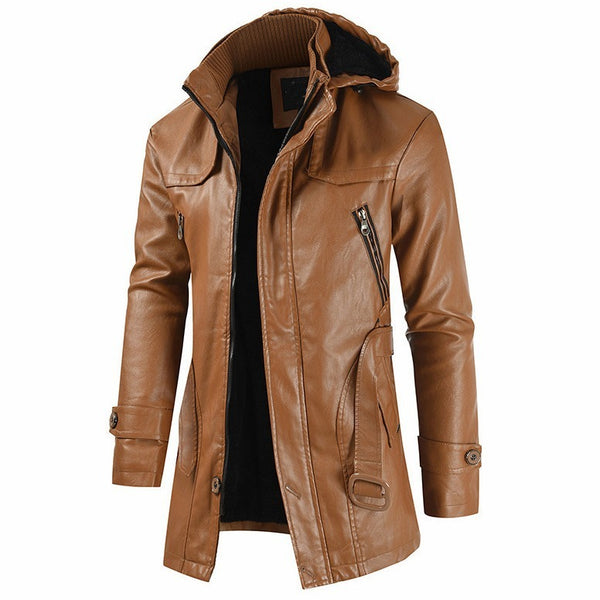 Men's Mid-length Leather Coat