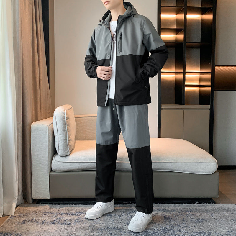 Men's Spring And Autumn Hooded Suit With Casual Sports Suit Jacket