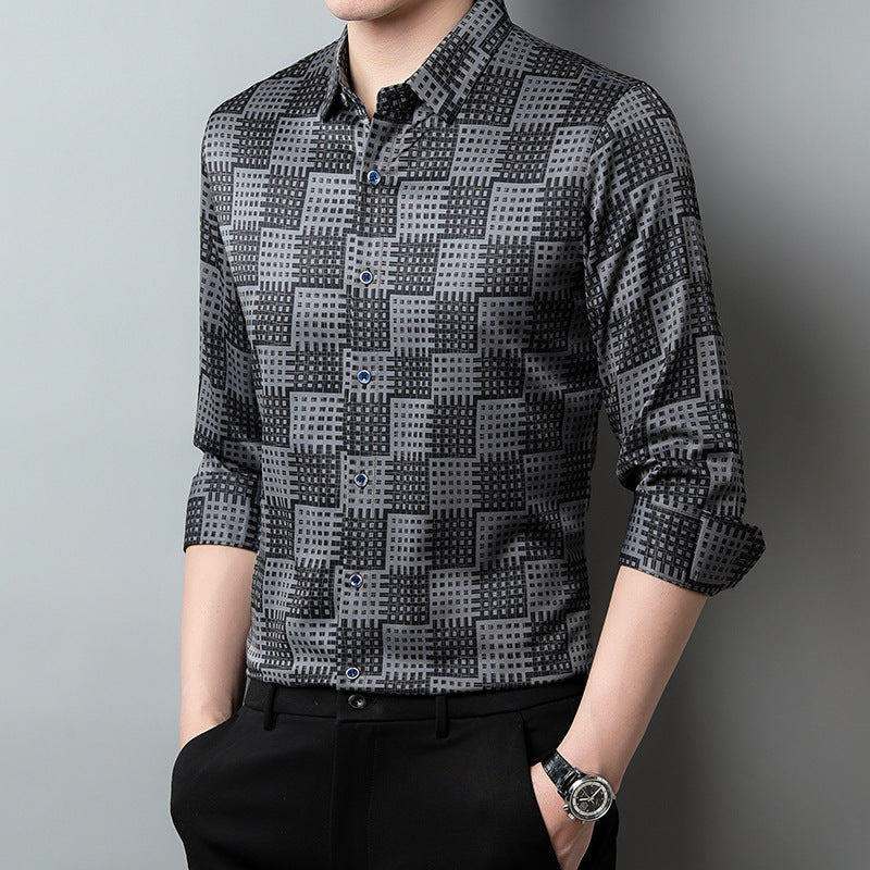 Plaid Lapel Long Shirt