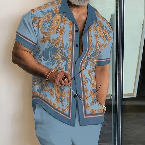 Men's Shirt Suit Yards 3d Digital Printing summer set