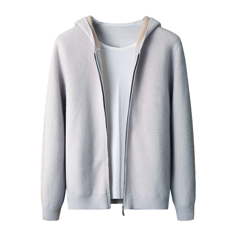 Men's Cashmere Thickened Half-high Collar Zipper Cardigan Sweater