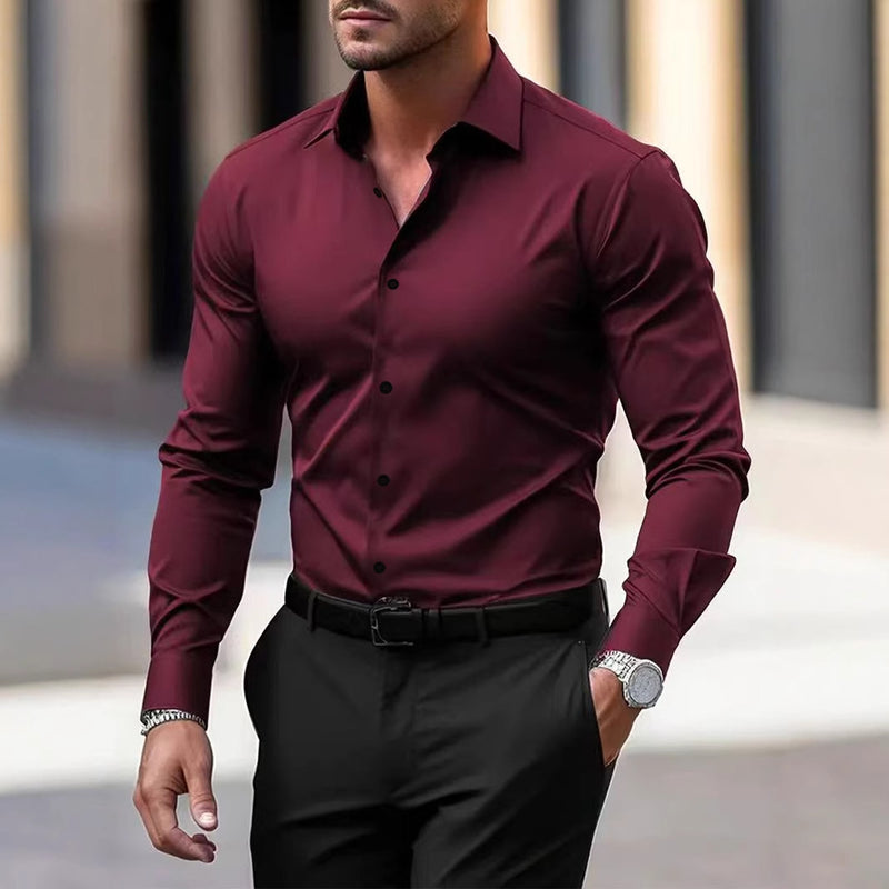 Men's Long Sleeve Business Formal Slim Fit Shirt