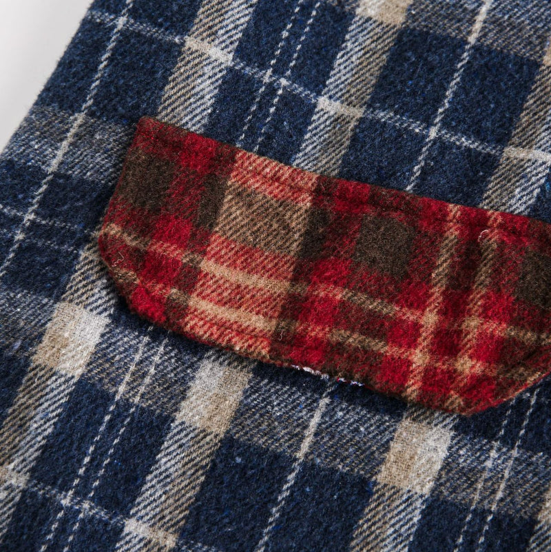American Retro Loose Plaid Stitching Long Sleeve Shirt