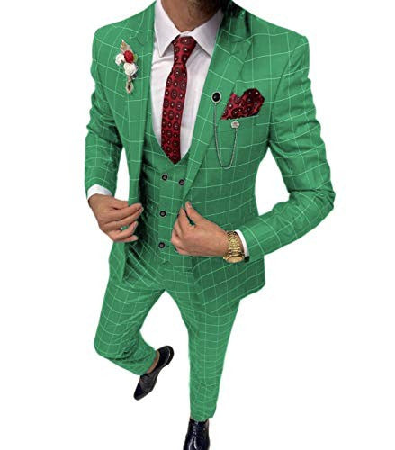 Men's Simple Versatile Lattice Three-piece Suit