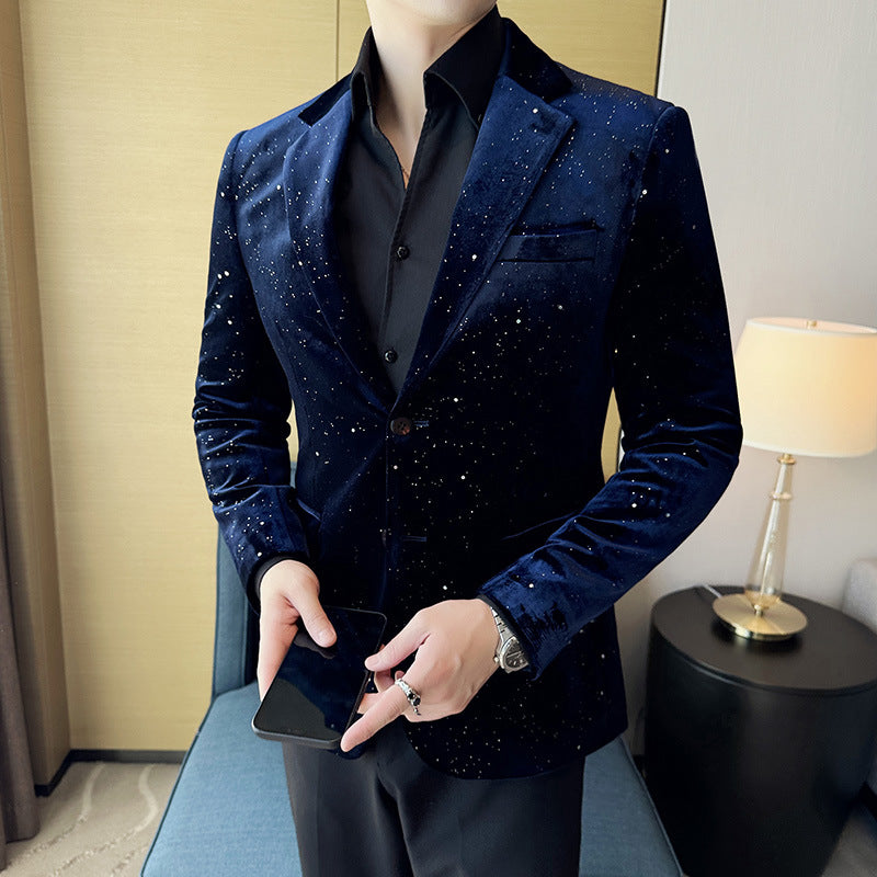Men's Slim-fit Bronzing Stage Suit Jacket
