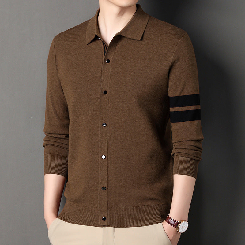 Lapel Long-sleeve Cardigan Sweater