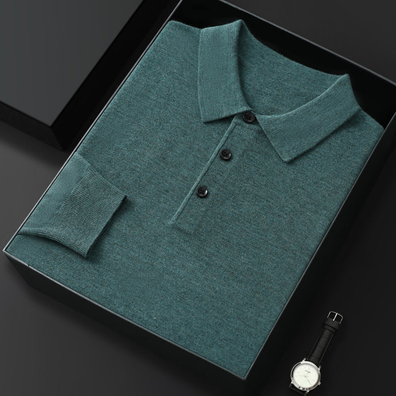 Spring And Autumn Fashion Casual Polo Collar Long-sleeved Sweater Men