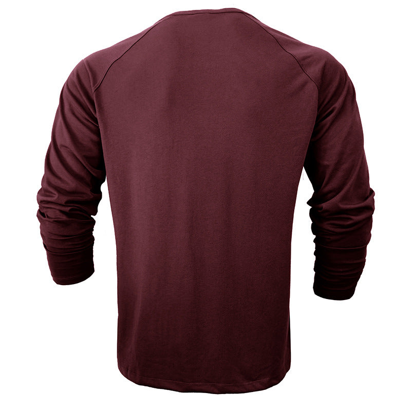 Men's Round Neck Henry Long Sleeve T-shirt