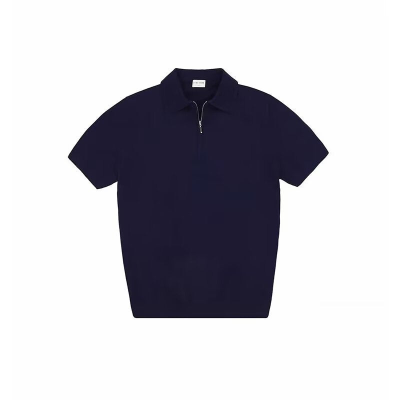 Light Luxury Zipper Lapel Short Sleeve Polo Shirt