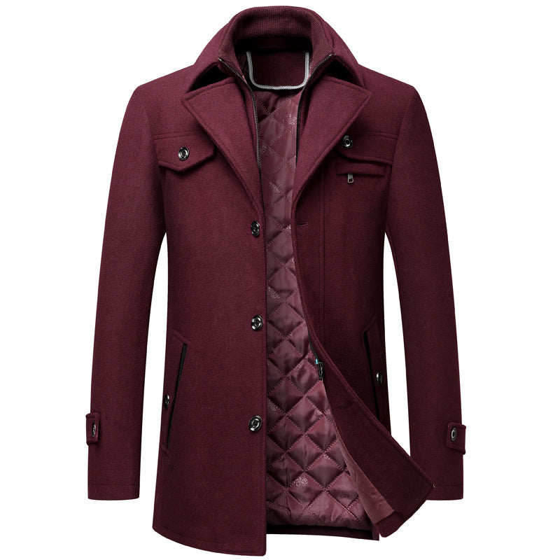Men's Woolen Thickened Overcoat