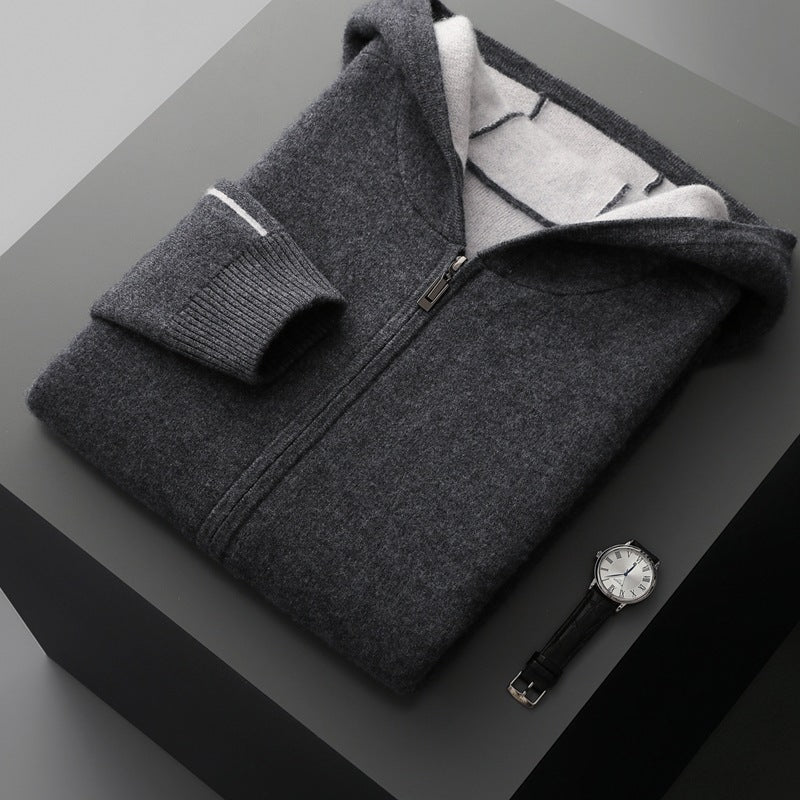 Men's Cashmere Thickened Half-high Collar Zipper Cardigan Sweater