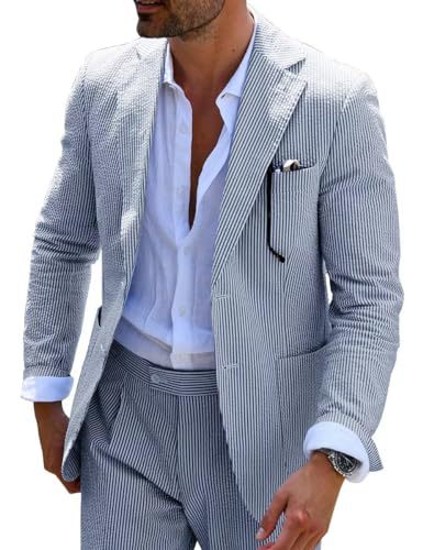 Men's Two-piece Suit Seersucker Summer suit