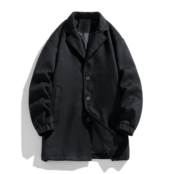 Men's Casual Loose Mid-length Woolen Trench Coat