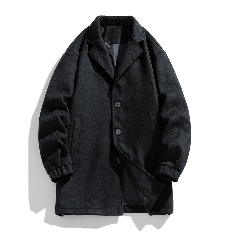 Men's Casual Loose Mid-length Woolen Trench Coat