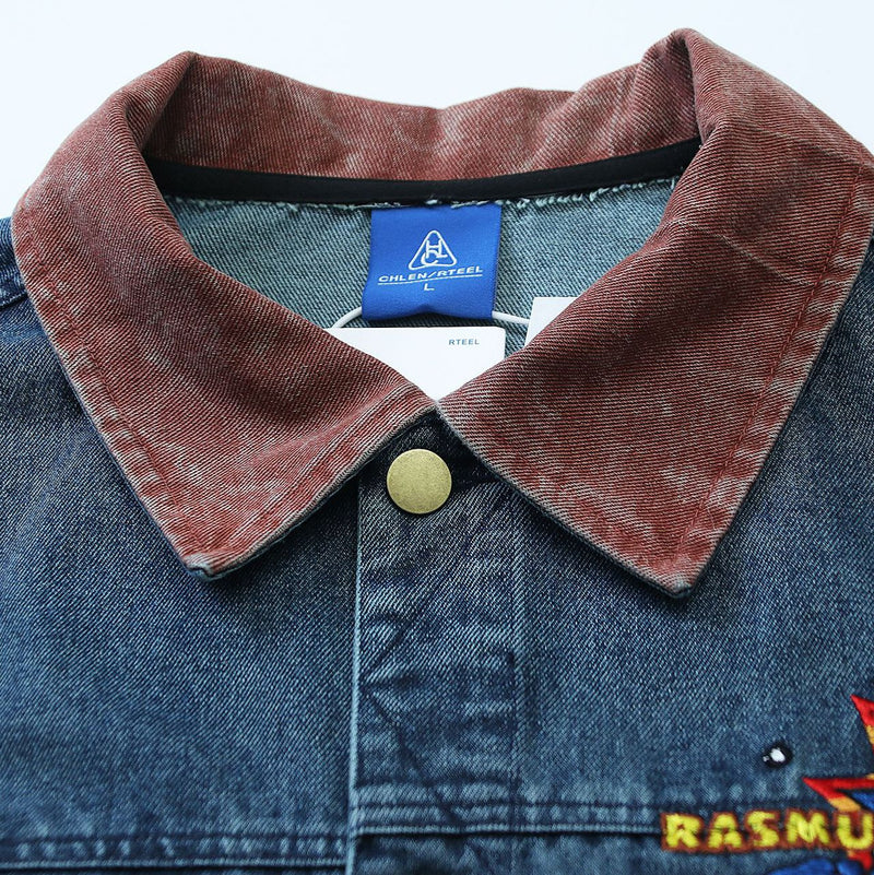 Antique Couple Embroidery Denim Jacket
