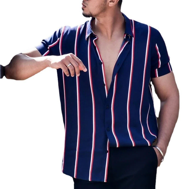 Lapel Cardigan Casual Short Sleeve shirt