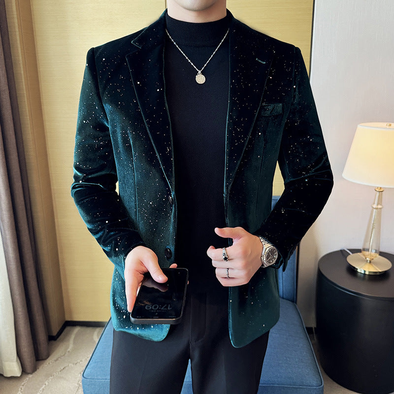 Men's Slim-fit Bronzing Stage Suit Jacket