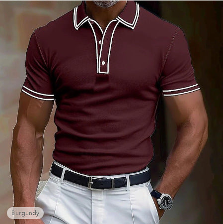Men's Casual Polo Shirt Lapel Placket Stripe shirt