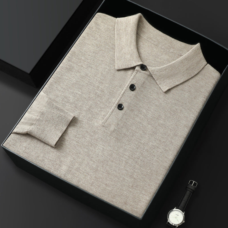 Spring And Autumn Fashion Casual Polo Collar Long-sleeved Sweater Men