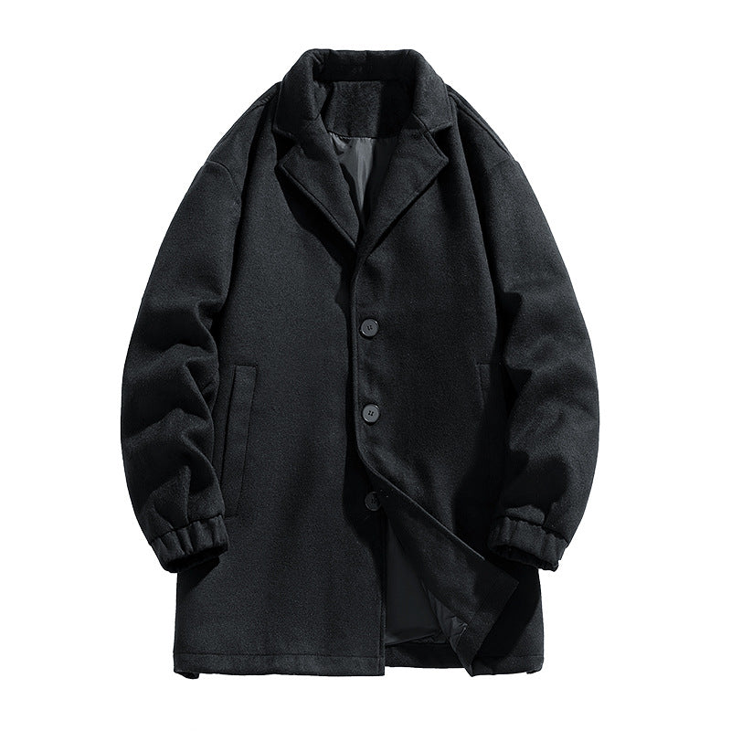 Men's Casual Loose Mid-length Woolen Trench Coat