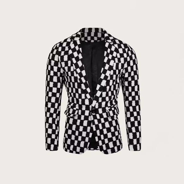 Houndstooth Leisure Suit Slim-fit Plaid Suit jacket