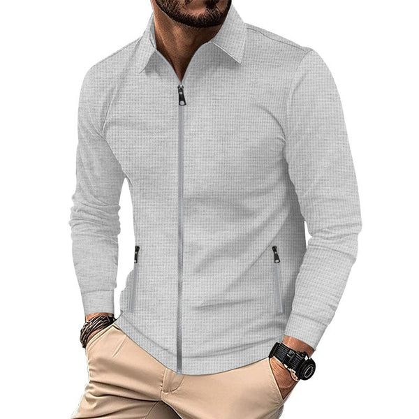 Lapel Long Sleeve Zipper Men's Jacket