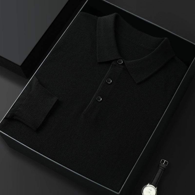 Spring And Autumn Fashion Casual Polo Collar Long-sleeved Sweater Men