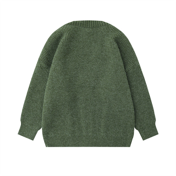 Casual Loose Long Sleeve Solid Color Knit Sweater Coat For Men
