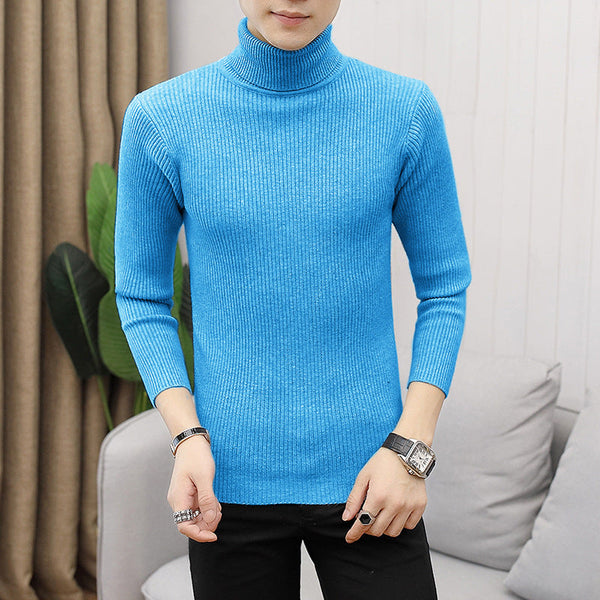 Men's Solid Color Turtleneck Slim Fit Sweater