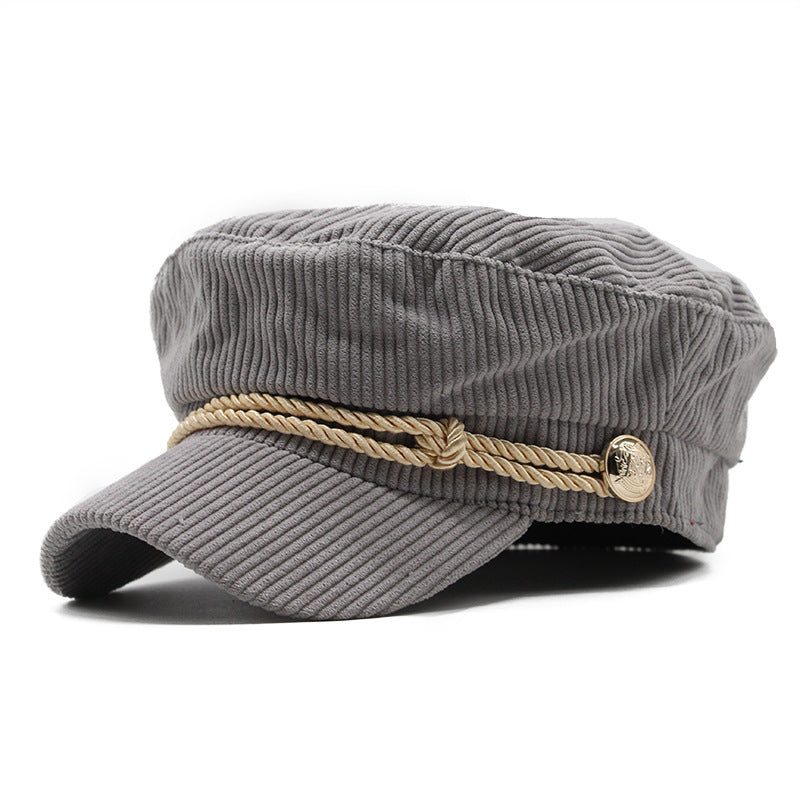 Solid Color Corduroy Octagonal Hat